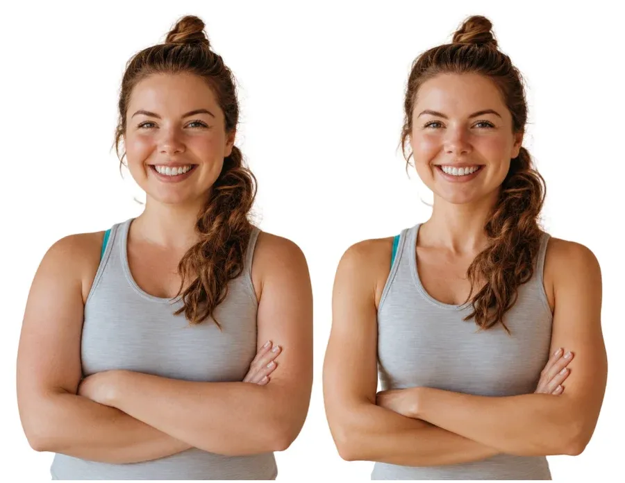 Illustrative body recomposition after, leaner physique with improved muscle tone